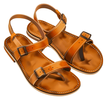 A pair of tan sandals with a brown strap - stock .. png
