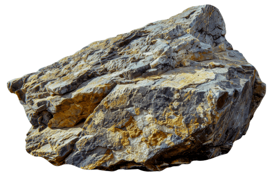 A large rock with a few cracks and a few spots of yellow - stock .. png