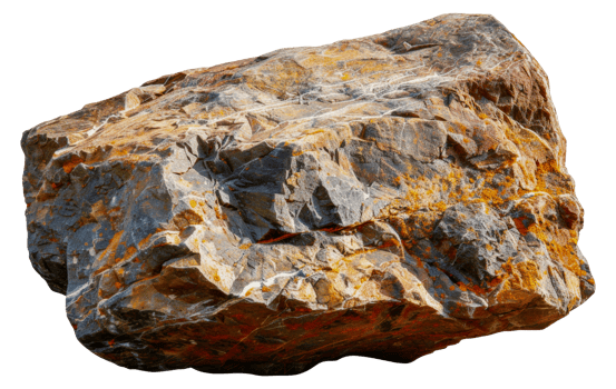 A large rock with a rough surface and a reddish-brown color - stock .. png