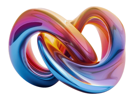 Glossy twisted loops in vibrant hues png