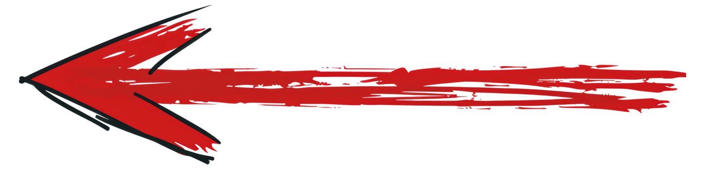 Hand-painted red arrow, cut out - stock . png