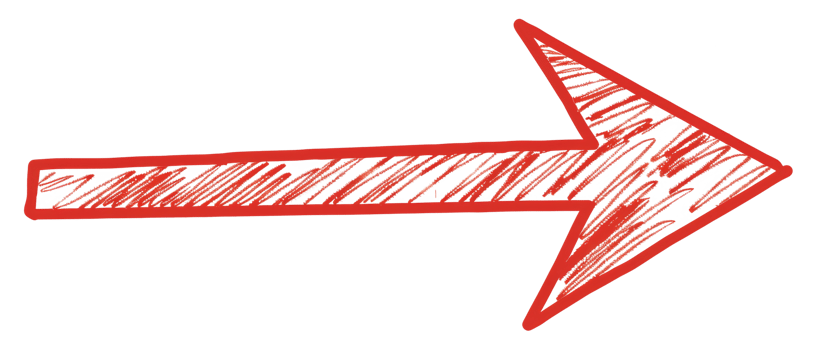 Hand-painted red arrow, cut out - stock . png