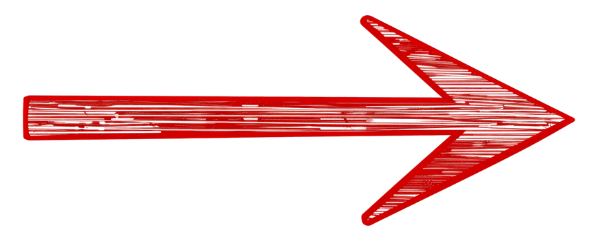 Hand-painted red arrow, cut out - stock . png