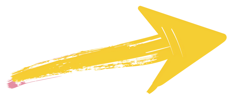 Bold yellow brushstroke arrow, cut out - stock . png