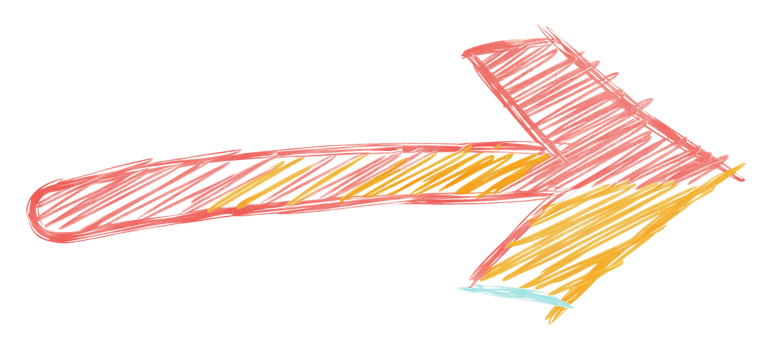 Crayon-drawn multicolored arrow, cut out - stock .. png
