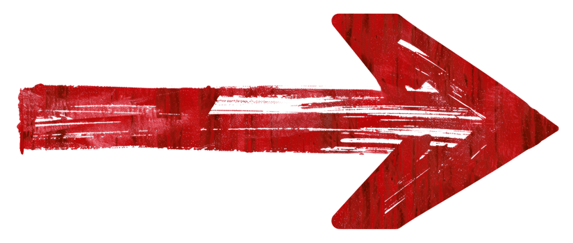 Hand-painted red arrow, cut out - stock . png