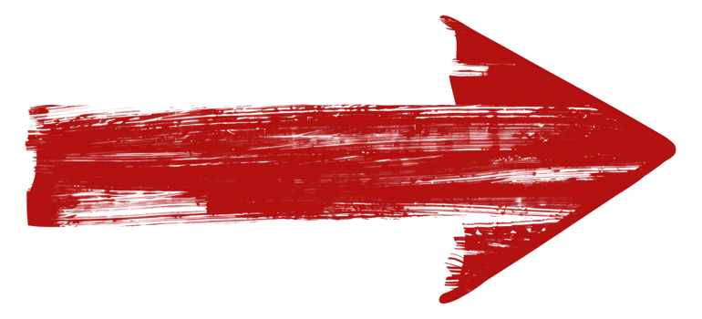 Hand-painted red arrow, cut out - stock . png