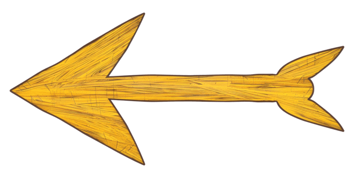 Bold yellow brushstroke arrow, cut out - stock . png