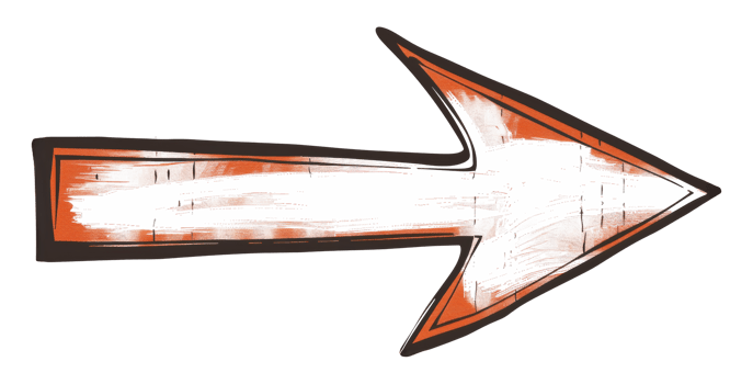 Geometric orange arrow pointing right, cut out - stock .. png