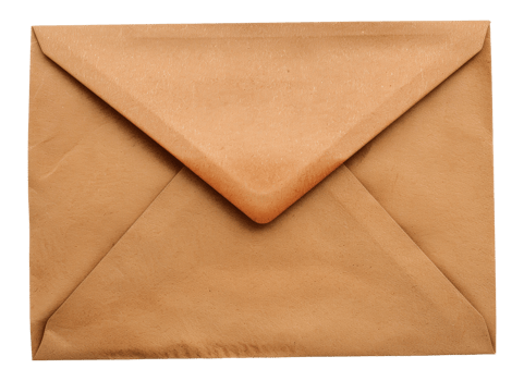 A brown envelope with a gold embossed flap - stock .. png