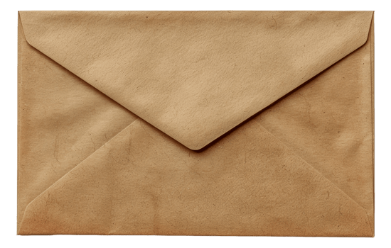 A brown envelope with a crease in the middle - stock .. png