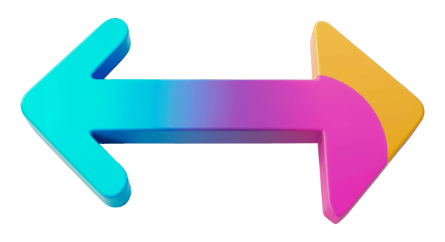 Multicolored arrow with glossy finish, cut out - stock .. png