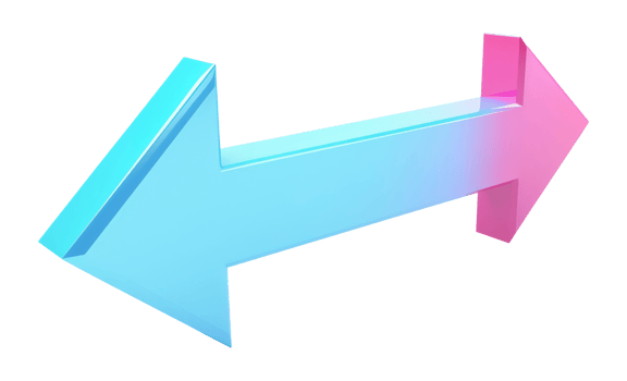 Cyan and pink arrow with gradient, cut out - stock .. png