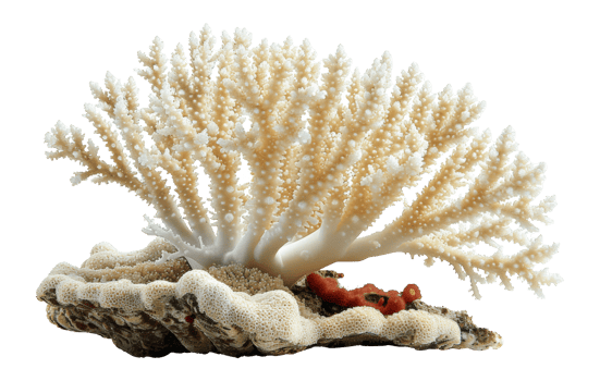 Intricate white coral formation, cut out - stock .. png