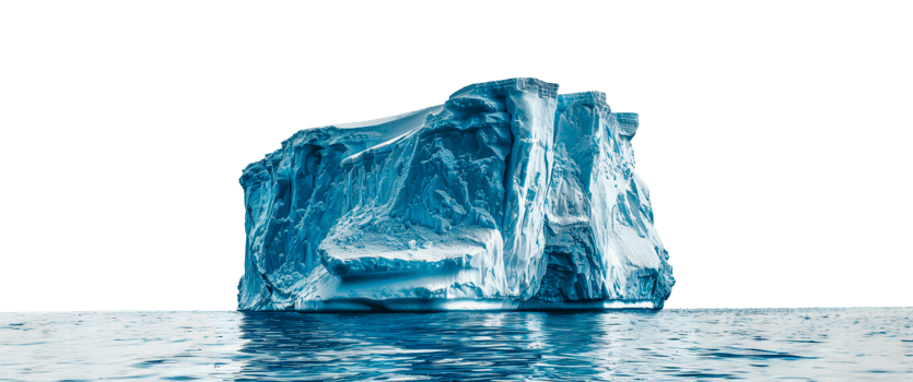 Massive blue iceberg, cut out - stock .. png
