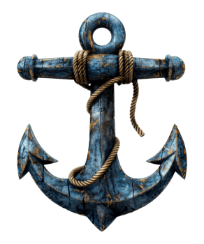 Rustic old metal anchor with weathered texture, cut out - stock .. png