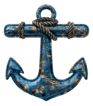 Rustic old metal anchor with weathered texture, cut out - stock .. png