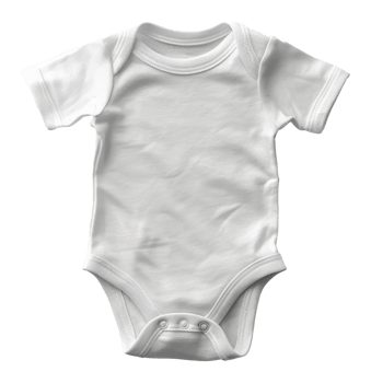 Simple white baby onesie for everyday comfort, cut out - stock .. png