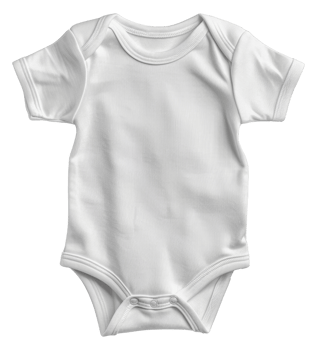 Simple white baby onesie for everyday comfort, cut out - stock .. png