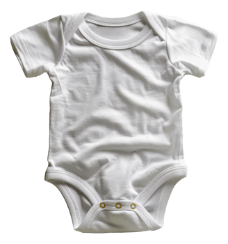 Simple white baby onesie for everyday comfort, cut out - stock .. png