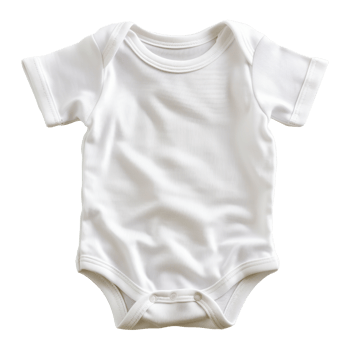 Simple white baby onesie for everyday comfort, cut out - stock .. png