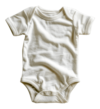 Simple white baby onesie for everyday comfort, cut out - stock .. png