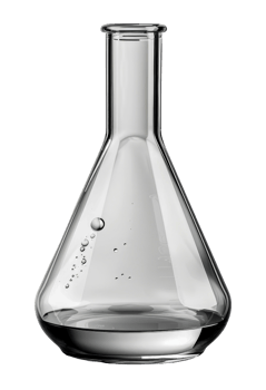 Transparent laboratory flask with pure water, cut out - stock .. png