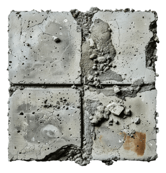 High detail textured concrete wall with wet spots, cut out - stock . png