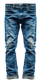 Distressed blue denim jeans, cut out - stock .. png