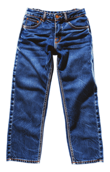 Distressed blue denim jeans, cut out - stock .. png