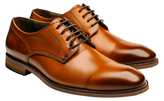 Classic brown leather dress shoes, cut out - stock .. png