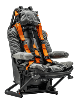 High-tech gray and orange ejection seat, cut out - stock . png