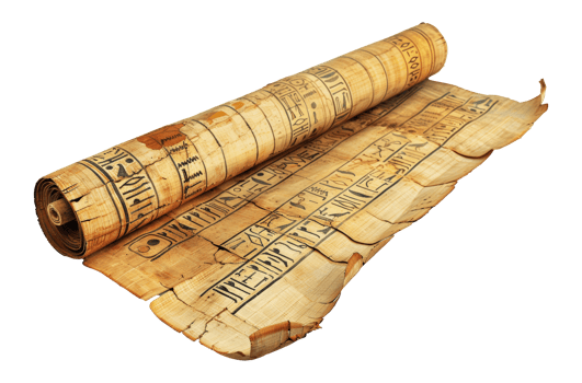 Rolled ancient Egyptian papyrus scrolls, cut out - stock .. png