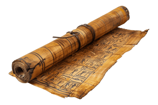 Rolled ancient Egyptian papyrus scrolls, cut out - stock .. png