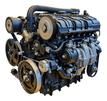 Complex black and blue engine, cut out - stock .. png