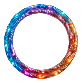 Multicolored rope twisted into a circular shape, cut out - stock .. png