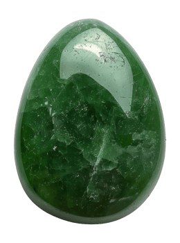 Green gemstone egg with natural crystalline textures, cut out - stock .. png