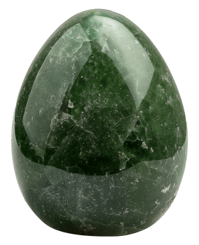 Green gemstone egg with natural crystalline textures, cut out - stock .. png