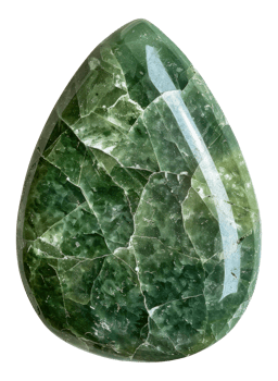 Green gemstone egg with natural crystalline textures, cut out - stock .. png