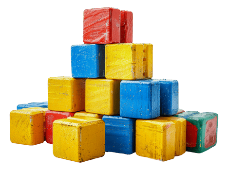 Colorful wooden blocks pyramid, cut out - stock . png