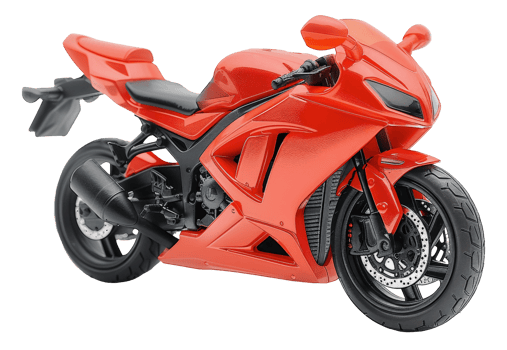 Sleek red sports motorcycle, cut out - stock . png