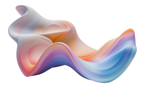 Pastel wave sculpture in gradient hues, cut out - stock . png