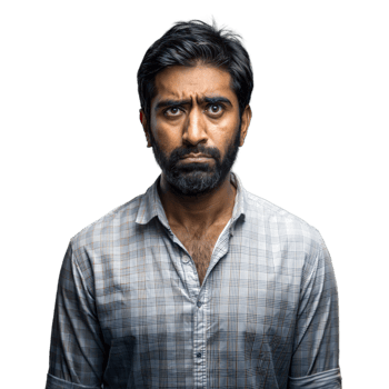 Serious Man With Beard Staring at Camera in Studio png