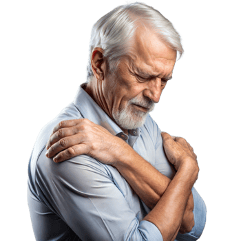 Elderly Man With Shoulder Pain Holding Arms png