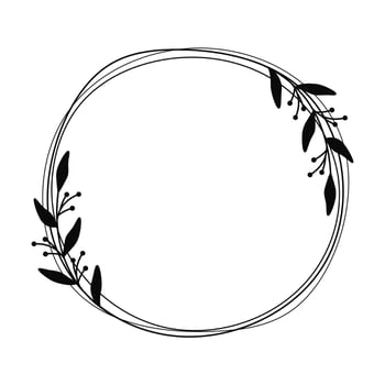 Floral circle line frame border vector