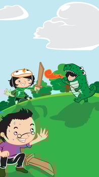 3 boys playing at park vector