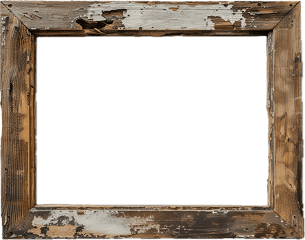 Weathered Rustic Wooden Picture Frame. png