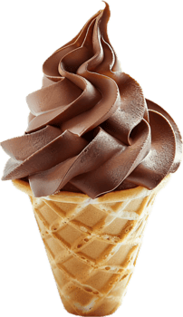 Chocolate Ice Cream Splashing in Cone. png