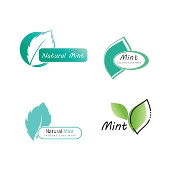 Mint leaf logo element template and symbol vector
