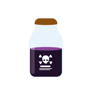Bottle of poison or poisonous chemical toxin with crossed bones icon for games and websites png